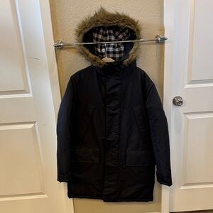 Banana Republic Black Puffer Jacket with Fur Hood